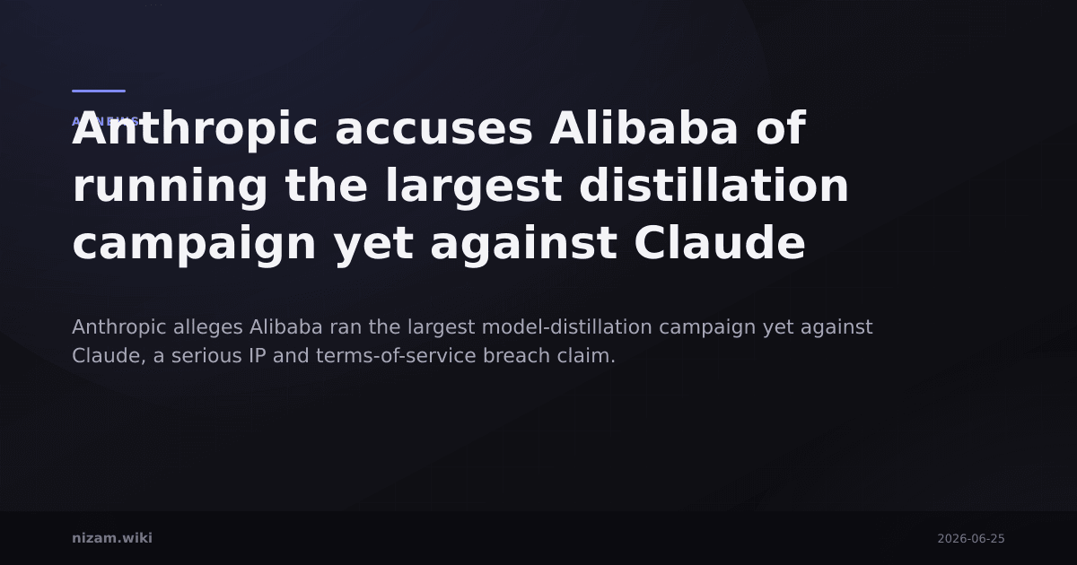 Anthropic accuses Alibaba of running the largest distillation campaign yet against Claude