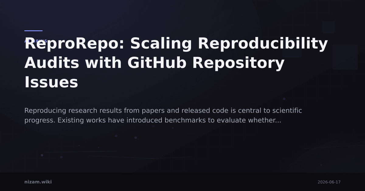 ReproRepo: Scaling Reproducibility Audits with GitHub Repository Issues