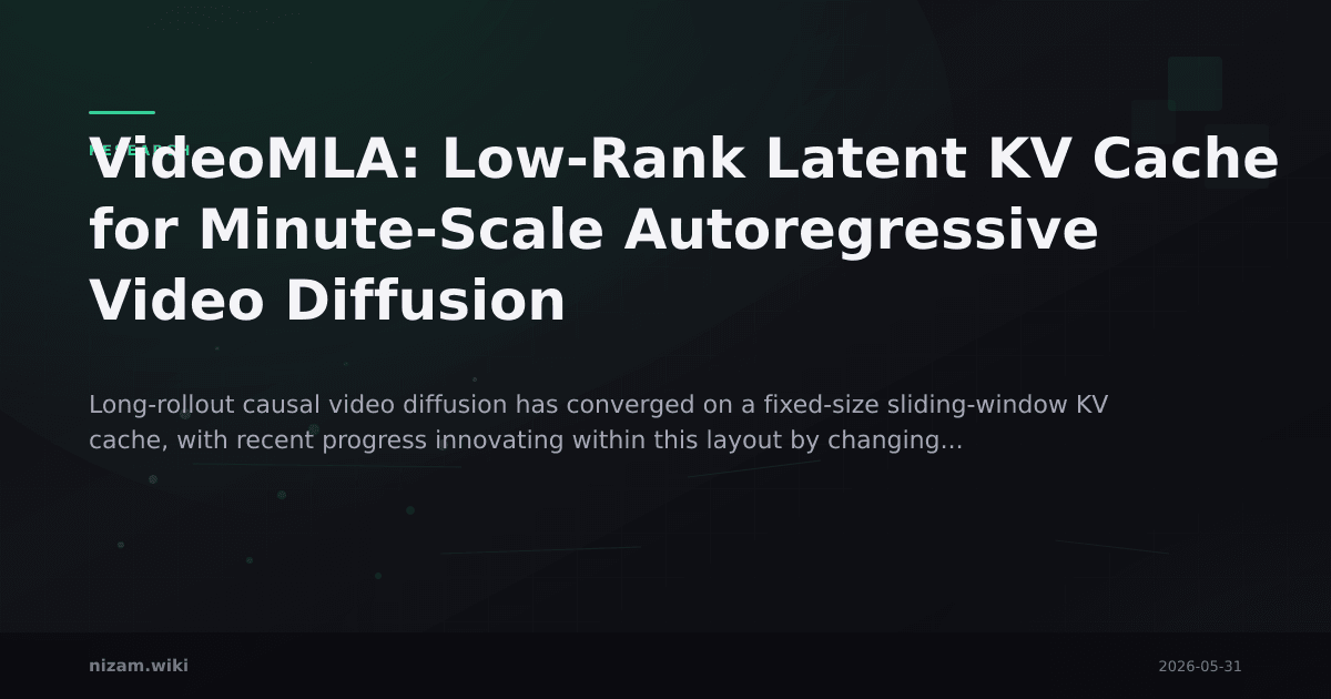 VideoMLA: Low-Rank Latent KV Cache for Minute-Scale Autoregressive Video Diffusion